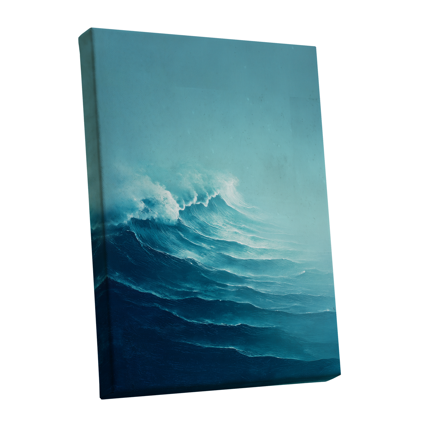 Seafoam Rising, blue, green, white nature wall art shown as a stretched canvas wall art