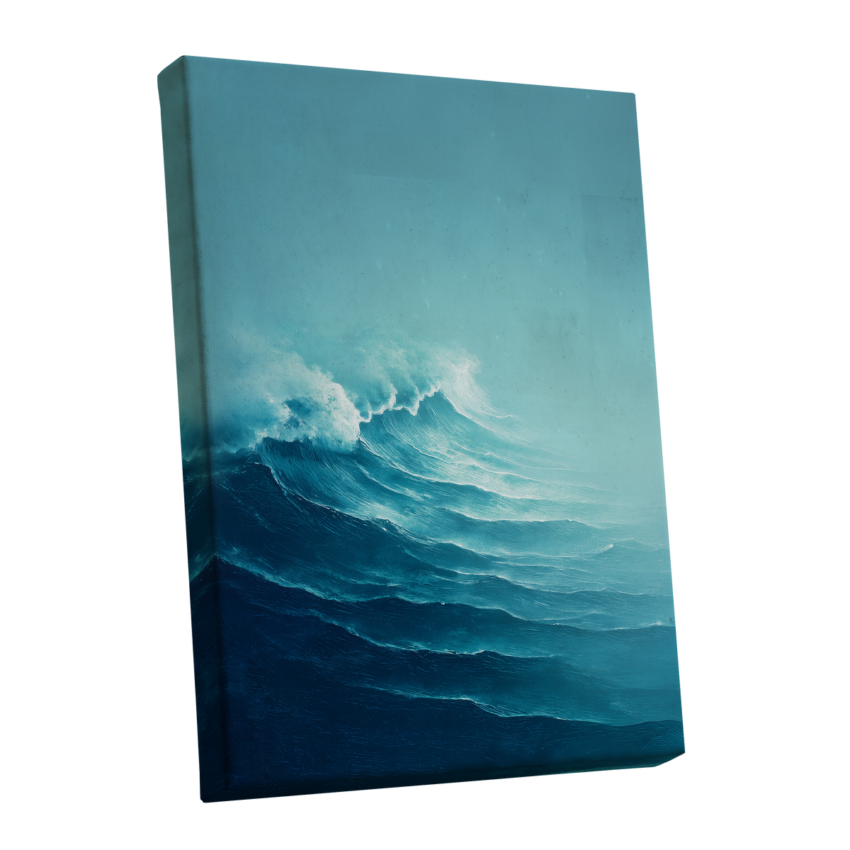 Seafoam Rising, blue, green, white nature wall art shown as a stretched canvas wall art