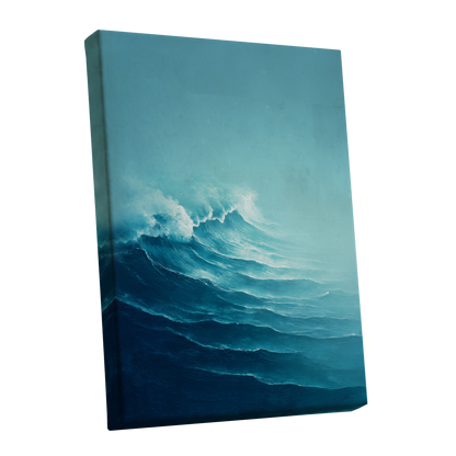 Seafoam Rising, blue, green, white nature wall art shown as a stretched canvas wall art
