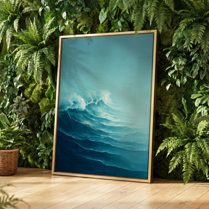Seafoam Rising, blue, green, white nature wall art displayed in a styled interior, gallery view 4