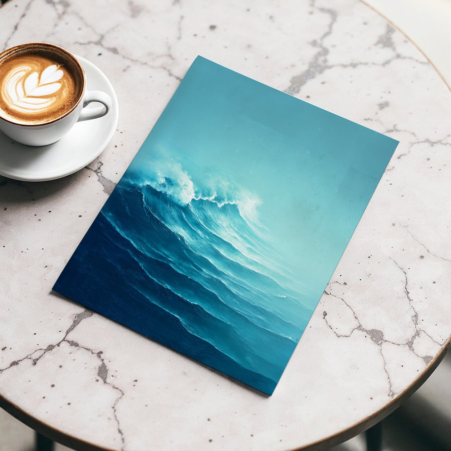 Seafoam Rising, blue, green, white nature wall art displayed in a styled interior, gallery view 5