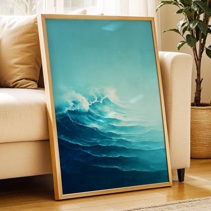 Seafoam Rising, blue, green, white nature wall art displayed in a styled interior, gallery view 6