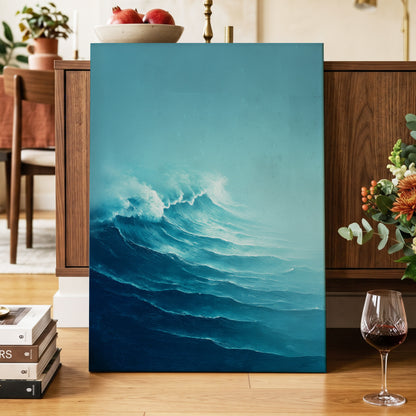 Seafoam Rising, blue, green, white nature wall art displayed in a styled interior, gallery view 7