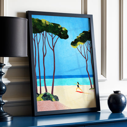 Seaside Poise, blue, green, beige nature wall art displayed in a styled interior, gallery view 2