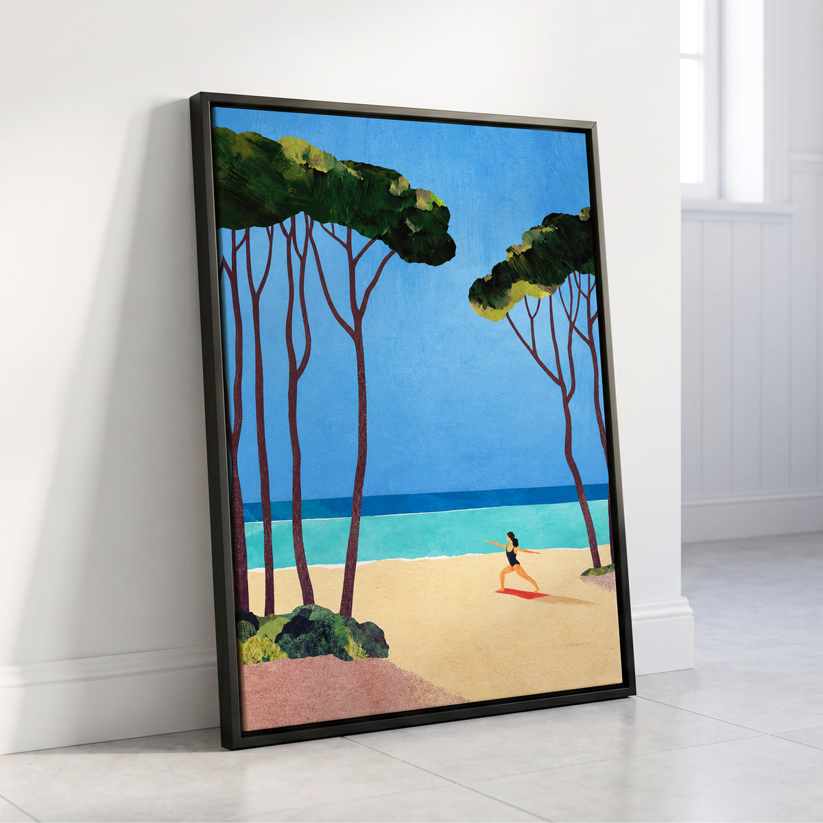 Seaside Poise, blue, green, beige nature wall art displayed in a styled interior, gallery view 4