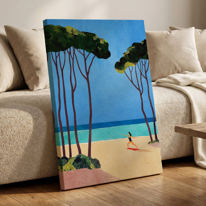 Seaside Poise, blue, green, beige nature wall art displayed in a styled interior, gallery view 7