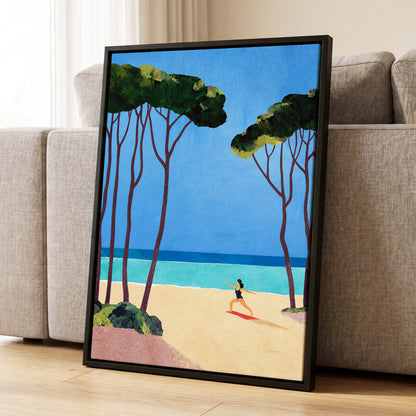 Seaside Poise, blue, green, beige nature wall art displayed in a styled interior, gallery view 8