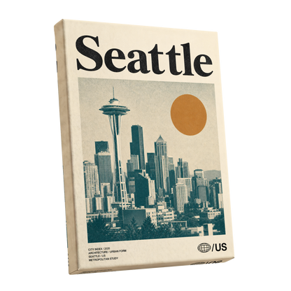 Seattle Sun Study, beige, green, gold minimalist wall art shown as a stretched canvas wall art