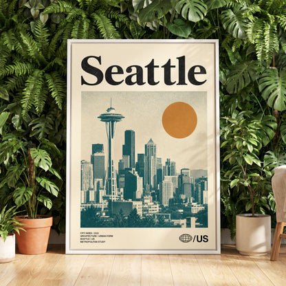 Seattle Sun Study, beige, green, gold minimalist wall art displayed in a styled interior, gallery view 5