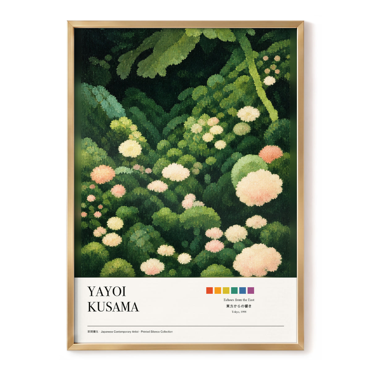 Secret Garden Echoes, green, beige, pink floral wall art, front artwork view
