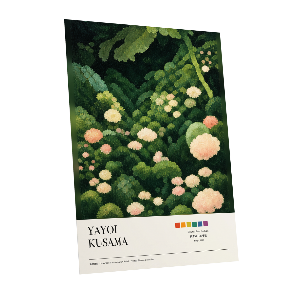 Secret Garden Echoes, green, beige, pink floral wall art shown as a unframed poster wall art print