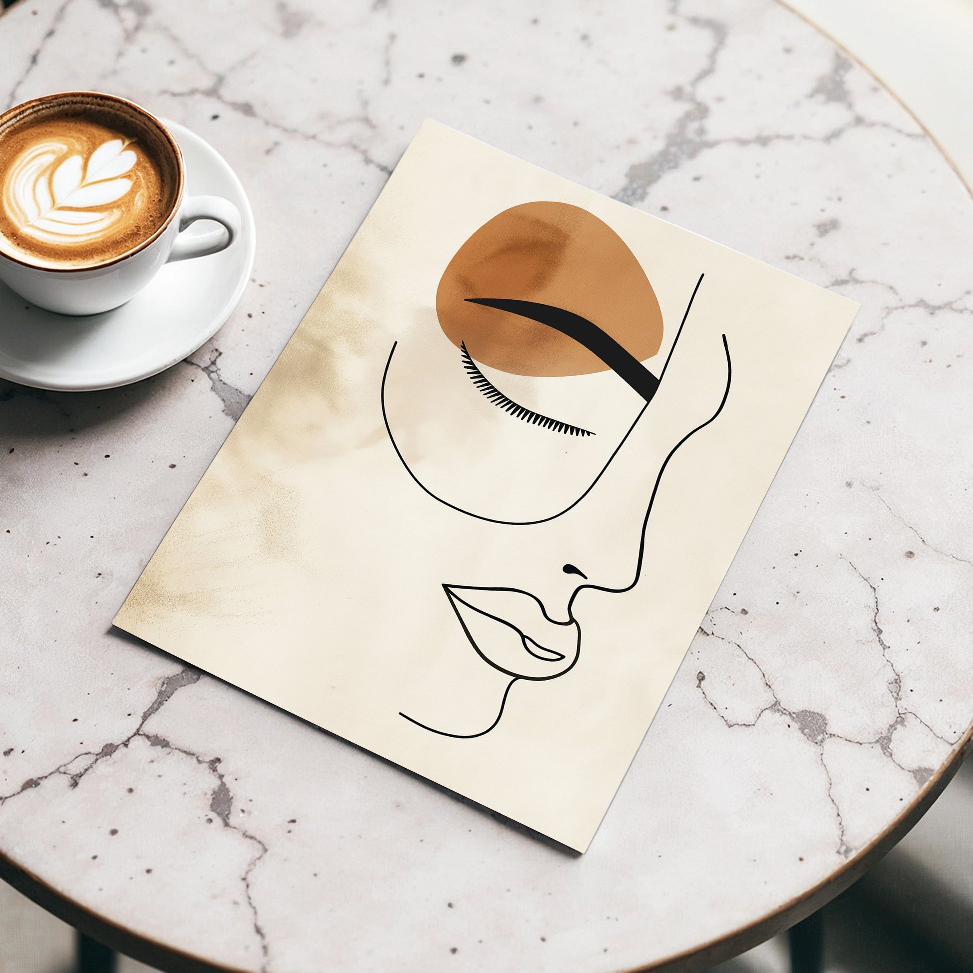 Sepia Daydream, black, beige, brown minimalist wall art displayed in a styled interior, gallery view 3