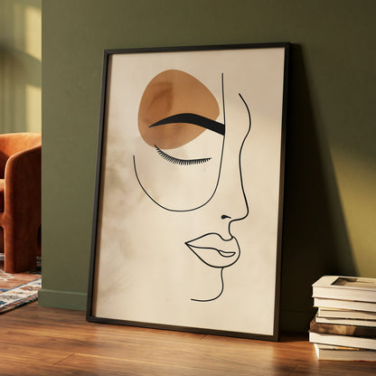 Sepia Daydream, black, beige, brown minimalist wall art displayed in a styled interior, gallery view 4