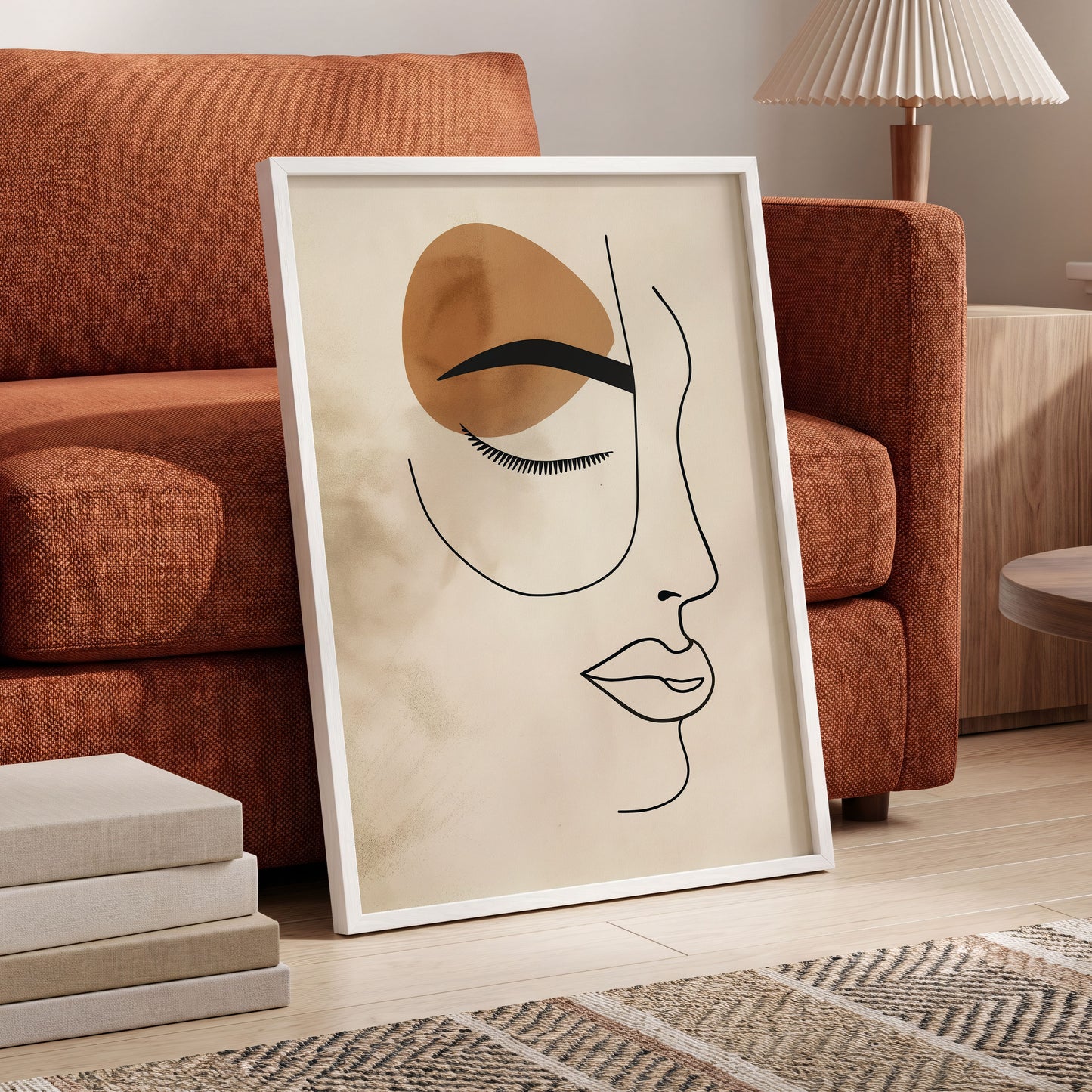 Sepia Daydream, black, beige, brown minimalist wall art displayed in a styled interior, gallery view 6