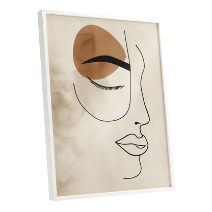 Sepia Daydream, black, beige, brown minimalist wall art shown as a white framed poster wall art print