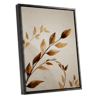 Sepia Leaf Reverie – black framed canvas option