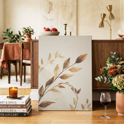 Sepia Leaf Reverie – canvas wall art in a styled interior, gallery view 2