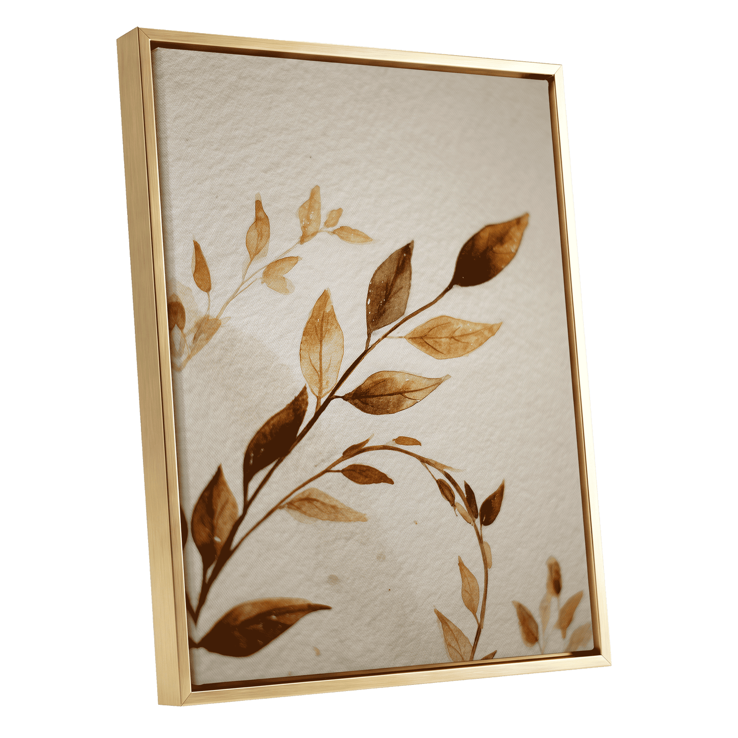 Sepia Leaf Reverie – gold framed canvas option