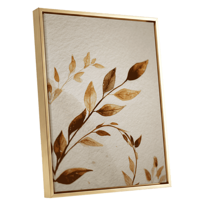 Sepia Leaf Reverie – gold framed canvas option