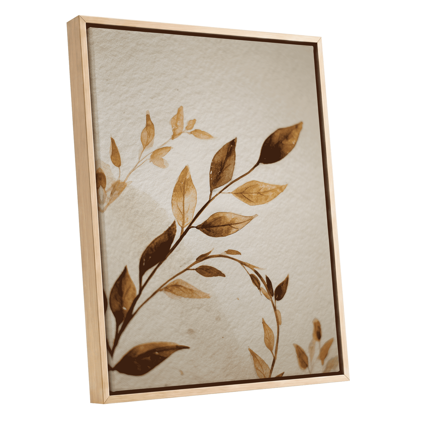 Sepia Leaf Reverie – oak framed canvas option