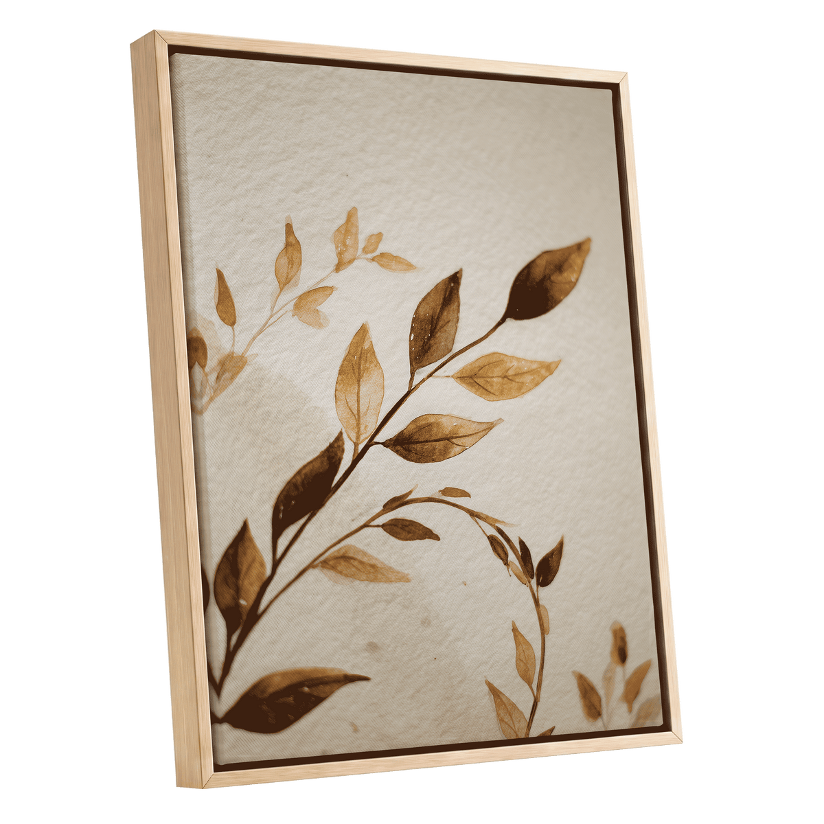 Sepia Leaf Reverie – oak framed canvas option
