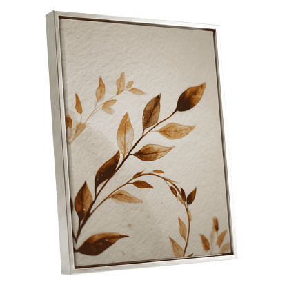 Sepia Leaf Reverie – silver framed canvas option
