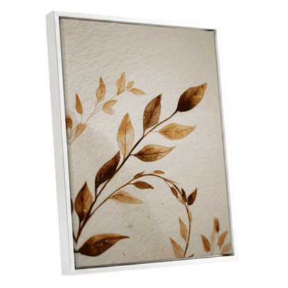 Sepia Leaf Reverie – white framed canvas option