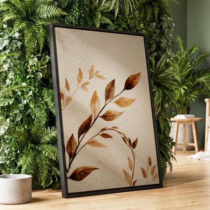 Sepia Leaf Reverie – wall art displayed in a styled interior, gallery view 1