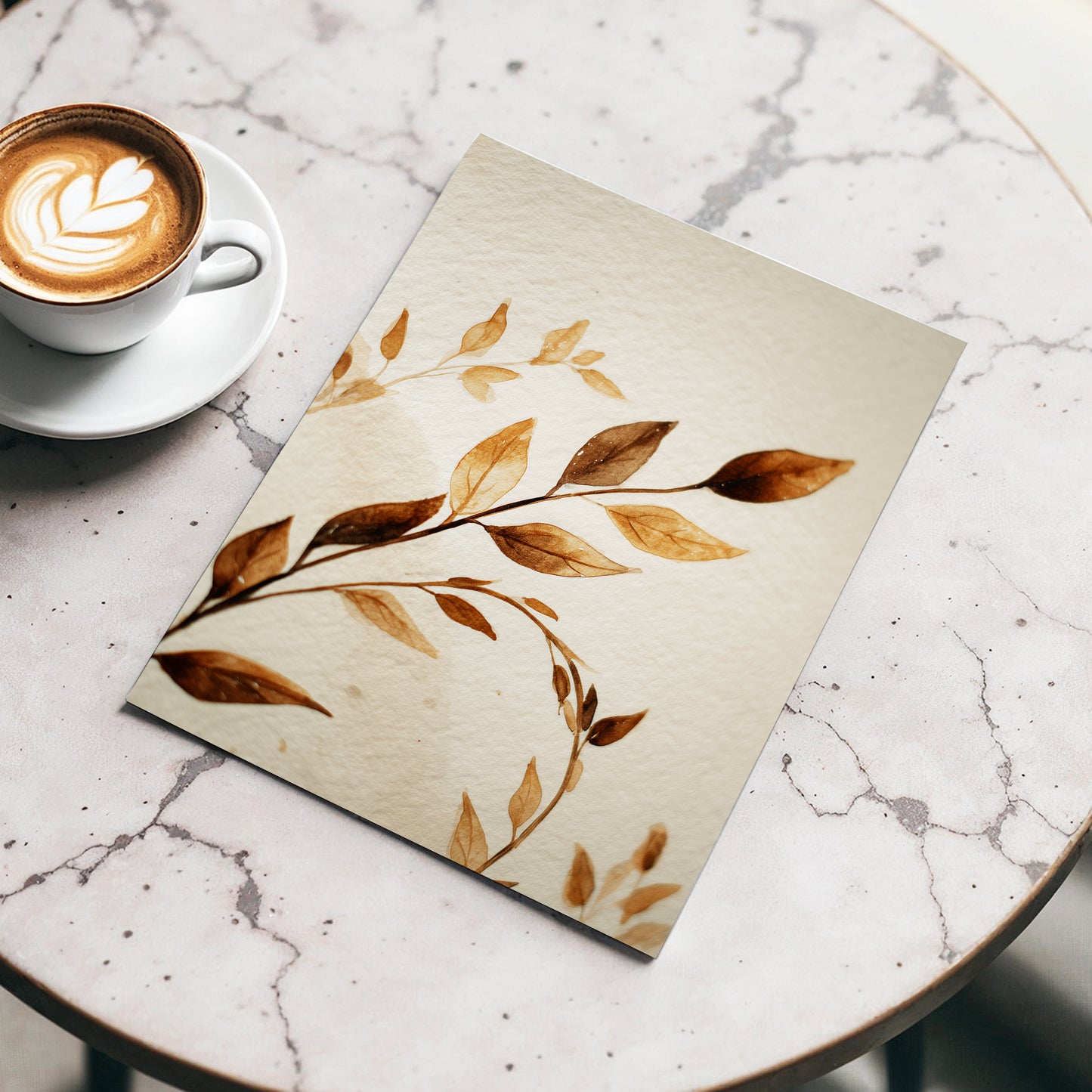 Sepia Leaf Reverie – wall art displayed in a styled interior, gallery view 3
