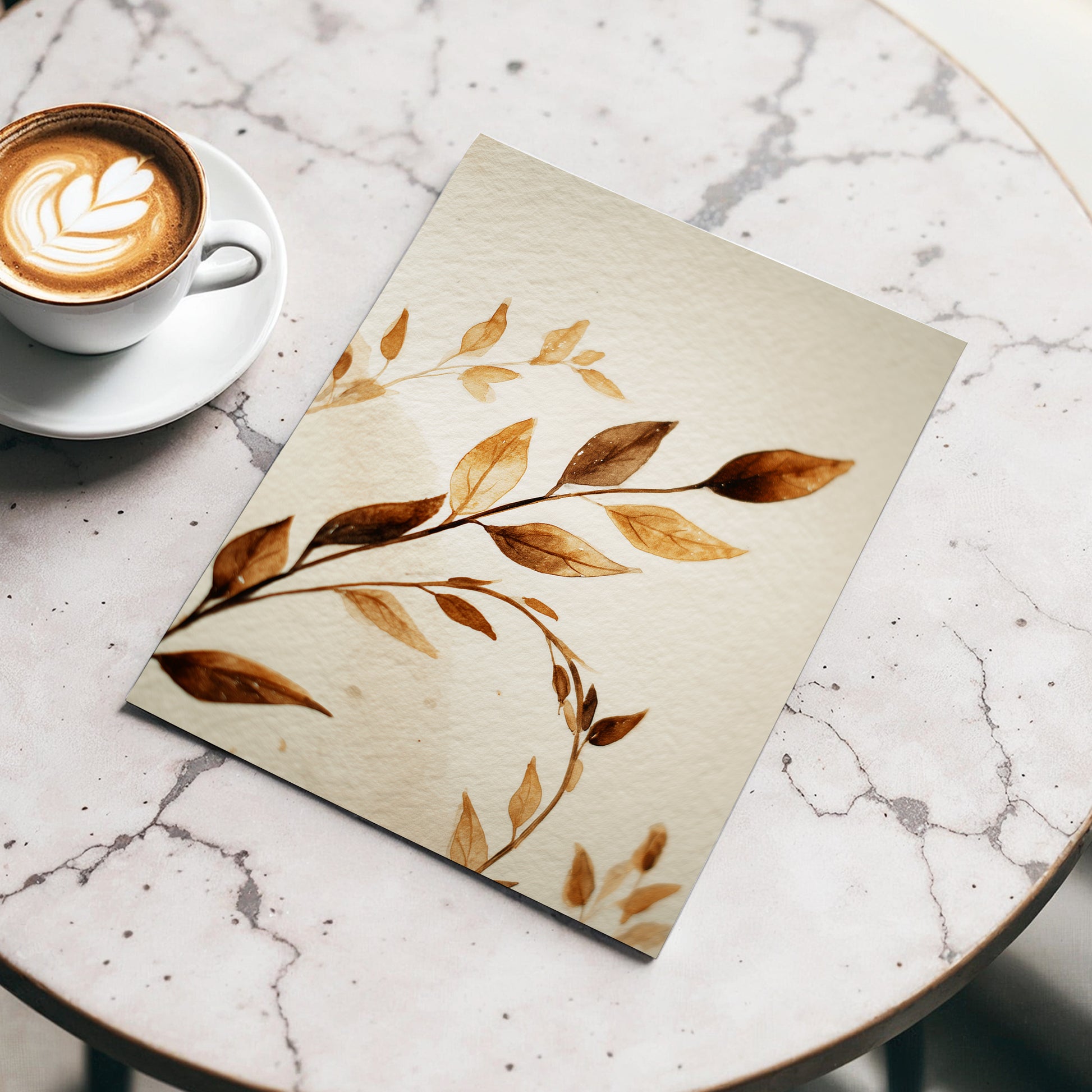 Sepia Leaf Reverie – wall art displayed in a styled interior, gallery view 3
