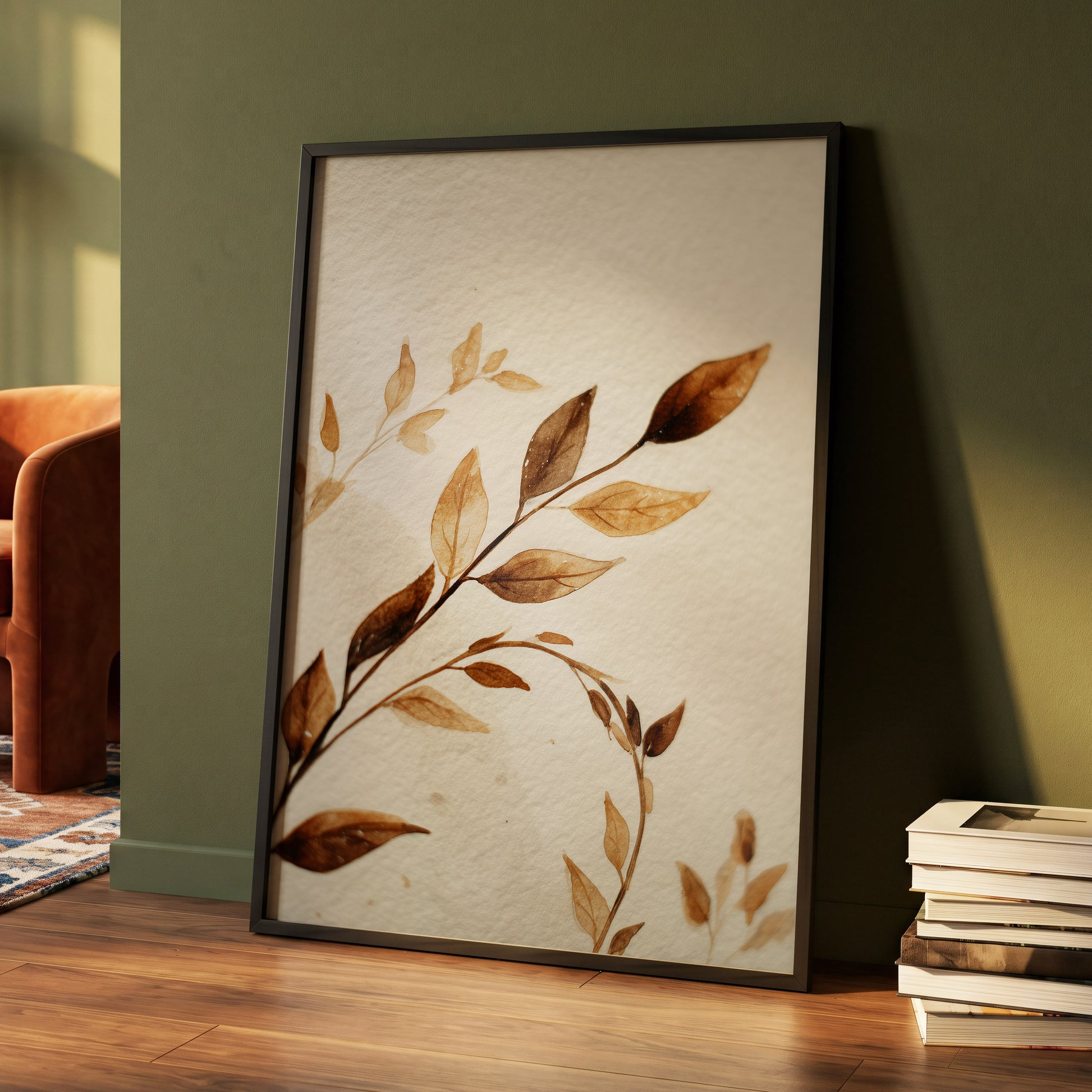 Sepia Leaf Reverie – wall art displayed in a styled interior, gallery view 4