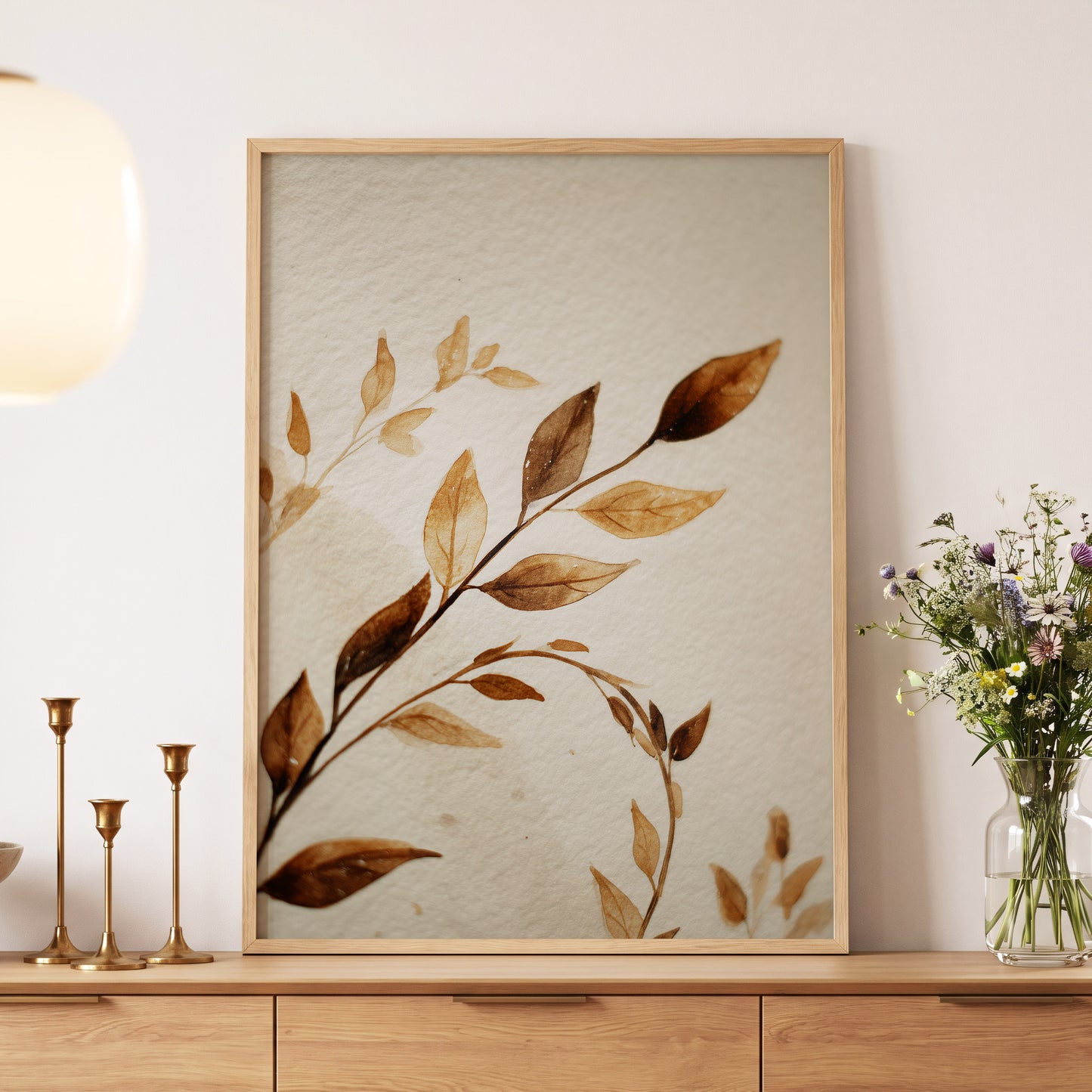 Sepia Leaf Reverie – wall art displayed in a styled interior, gallery view 5