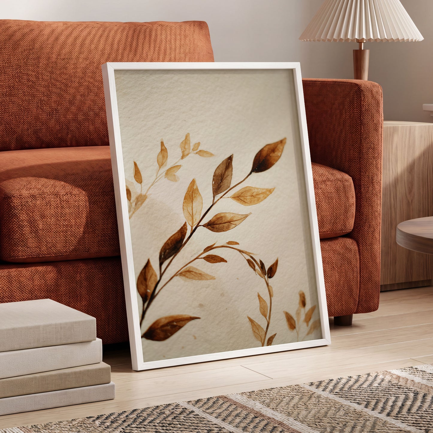 Sepia Leaf Reverie – wall art displayed in a styled interior, gallery view 6