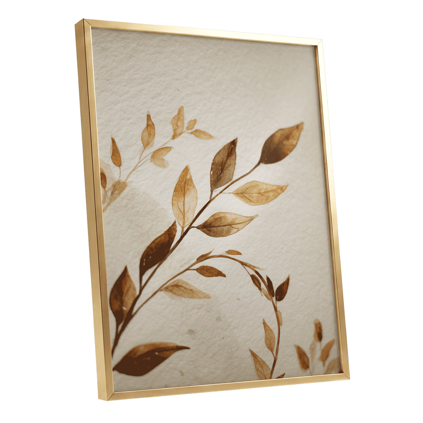 Sepia Leaf Reverie – gold framed poster option