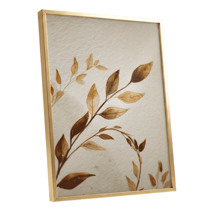 Sepia Leaf Reverie – gold framed poster option
