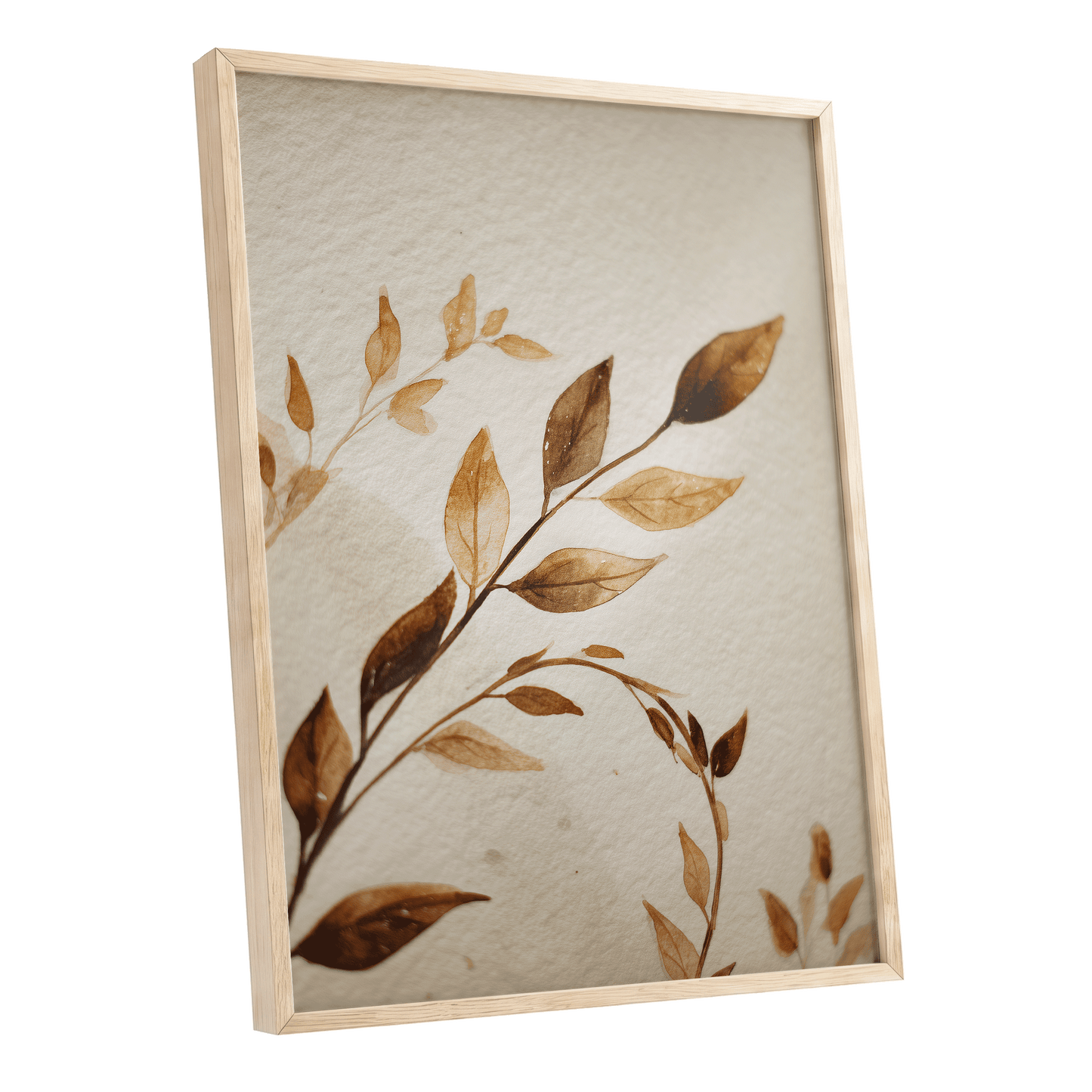 Sepia Leaf Reverie – oak framed poster option