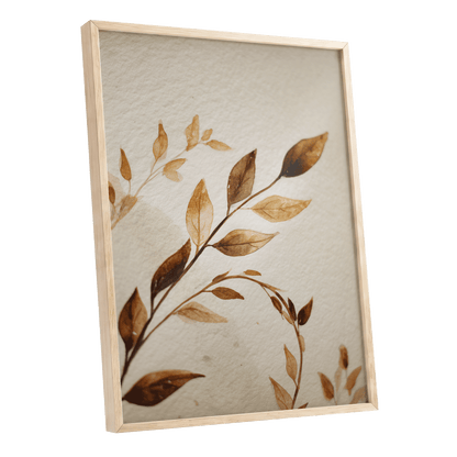 Sepia Leaf Reverie – oak framed poster option