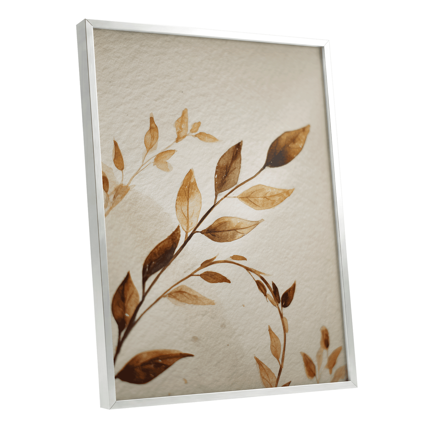Sepia Leaf Reverie – silver framed poster option