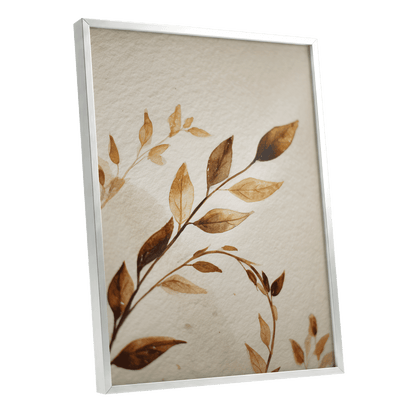 Sepia Leaf Reverie – silver framed poster option