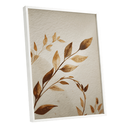 Sepia Leaf Reverie – white framed poster option