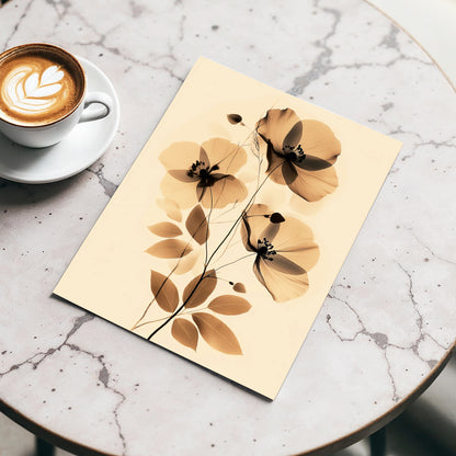 Sepia Petal Reverie, black, beige, brown floral wall art displayed in a styled interior, gallery view 3
