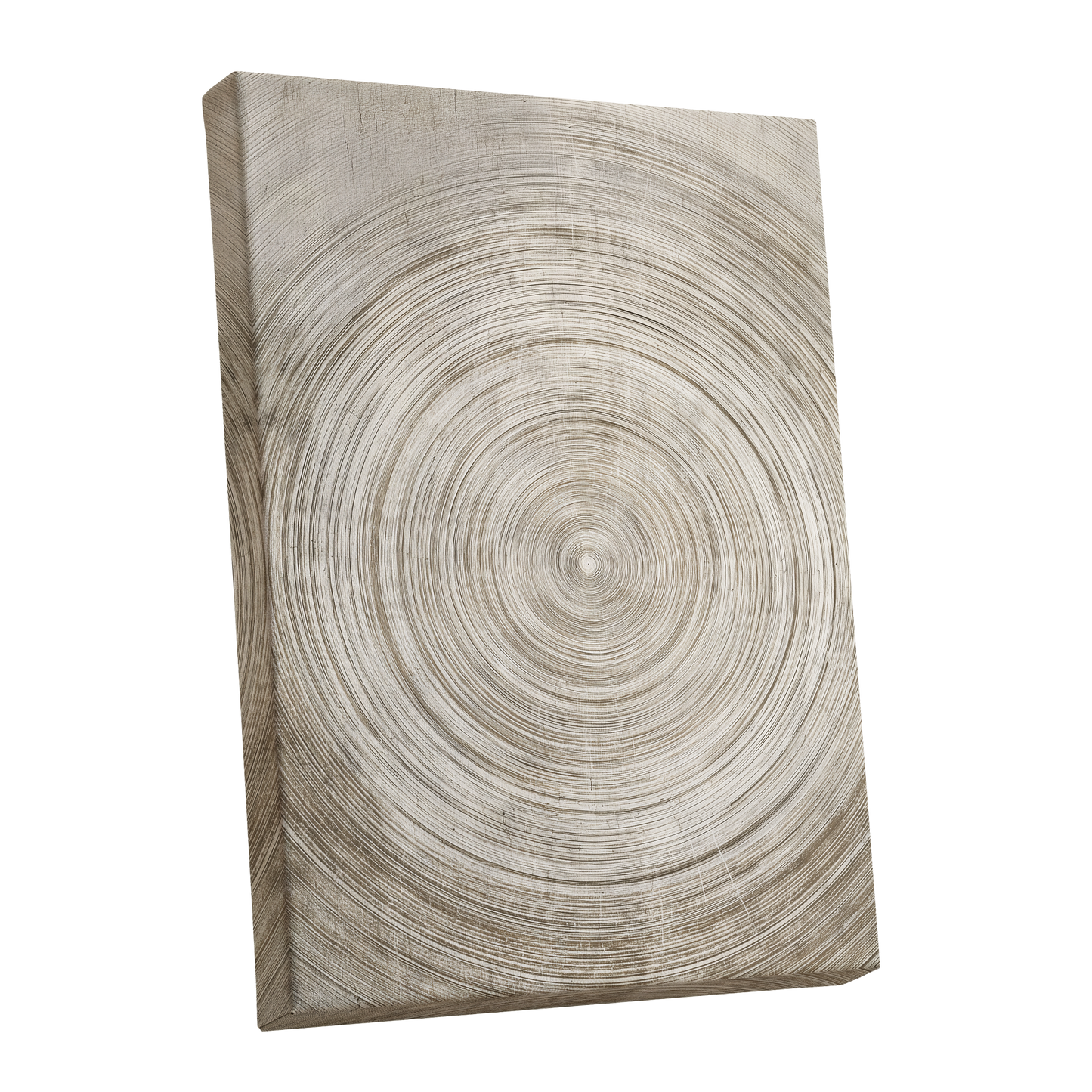 Sepia Pulse, beige, brown, white minimalist wall art shown as a stretched canvas wall art