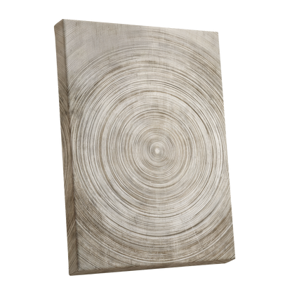 Sepia Pulse, beige, brown, white minimalist wall art shown as a stretched canvas wall art
