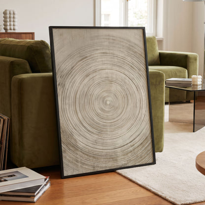 Sepia Pulse, beige, brown, white minimalist wall art displayed in a styled interior, gallery view 2