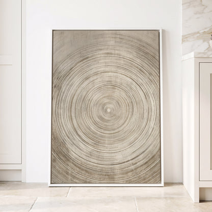 Sepia Pulse, beige, brown, white minimalist wall art displayed in a styled interior, gallery view 4