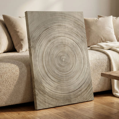 Sepia Pulse, beige, brown, white minimalist wall art displayed in a styled interior, gallery view 7
