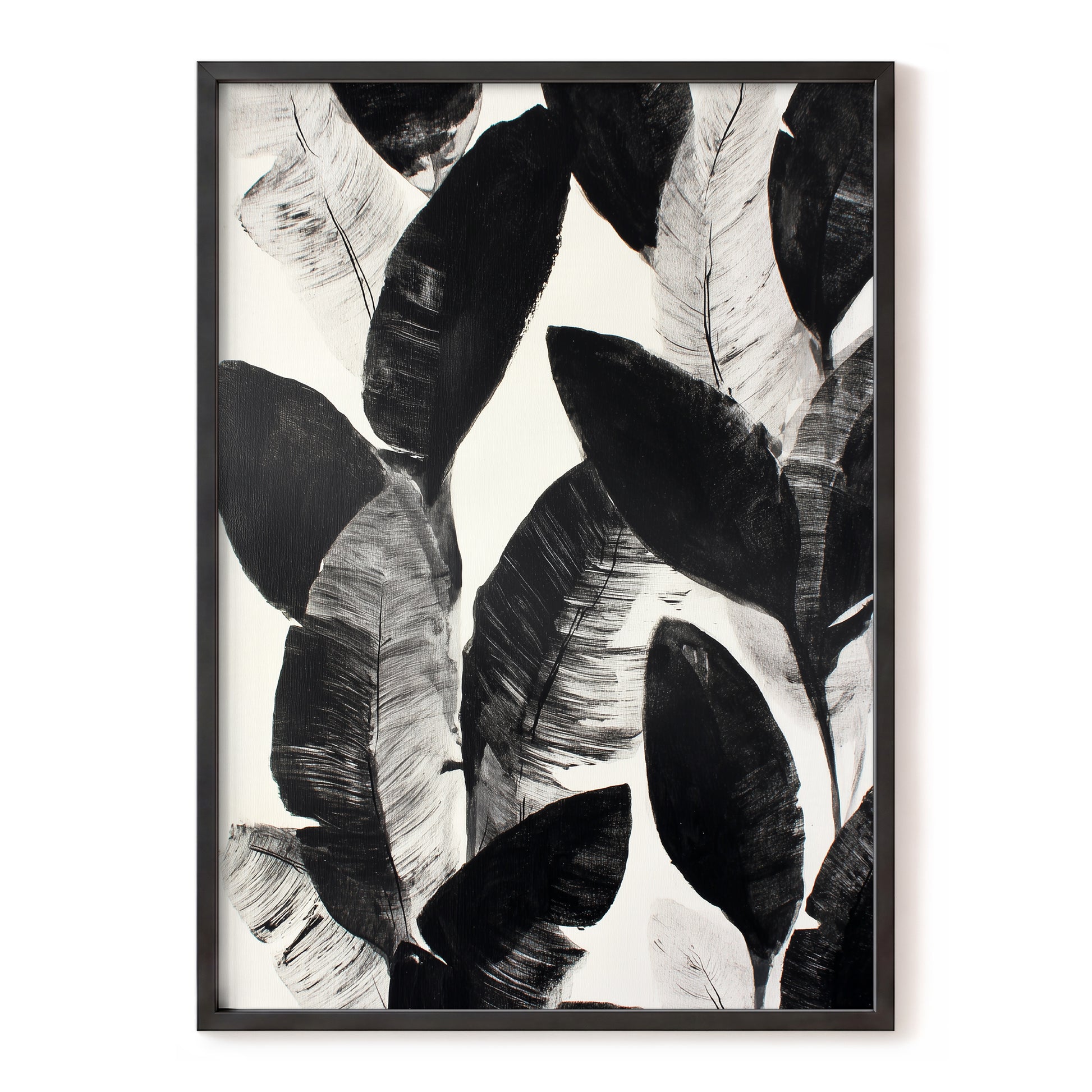 Shadowleaf Assembly, black, gray, white nature wall art, front artwork view