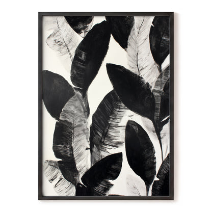 Shadowleaf Assembly, black, gray, white nature wall art, front artwork view