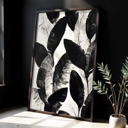 Shadowleaf Assembly, black, gray, white nature wall art displayed in a styled interior, gallery view 2