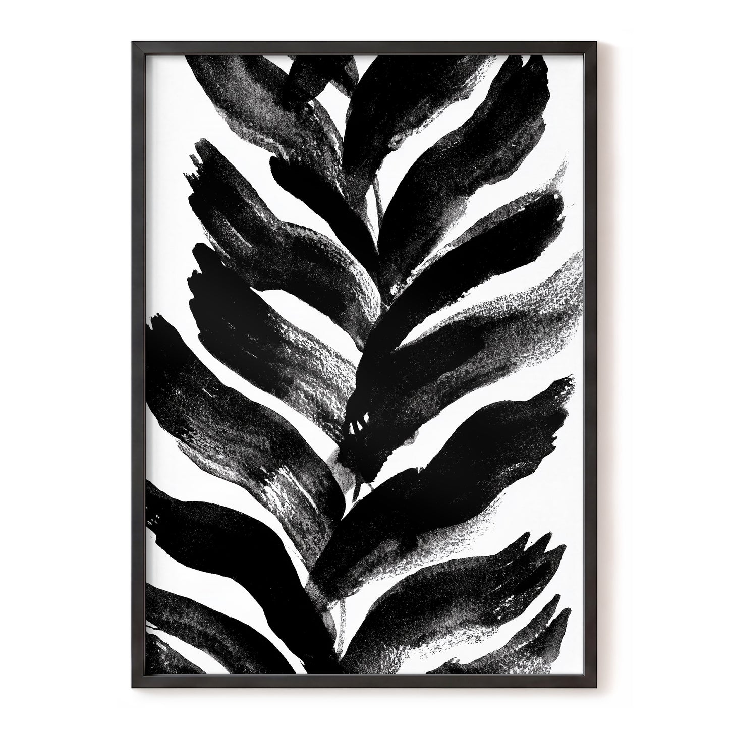 Shadowleaf Rhythm, black, white, gray nature wall art, front artwork view